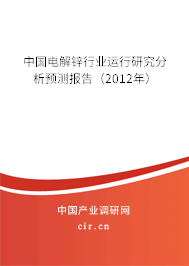 中國電解鋅行業(yè)運行研究分析預(yù)測報告（2012年）