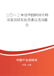 二〇一二年版中國鴨排市場深度調(diào)研及投資建議咨詢報告