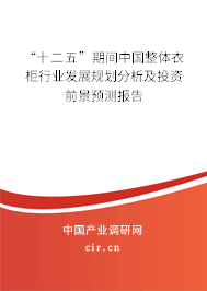 “十二五”期間中國整體衣柜行業發展規劃分析及投資前景預測報告