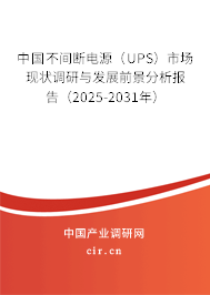 中國不間斷電源（UPS）市場現狀調研與發展前景分析報告（2025-2031年）