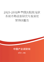 2025-2031年中國太陽能光伏系統(tǒng)市場調(diào)查研究與發(fā)展前景預測報告