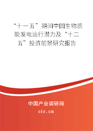 “十一五”期間中國生物質能發電運行潛力及“十二五”投資前景研究報告