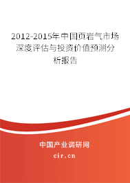 2012-2015年中國頁巖氣市場深度評估與投資價值預測分析報告