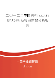 二〇一二年中國PP行業運行現狀分析及投資前景分析報告