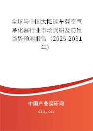全球與中國太陽能車載空氣凈化器行業(yè)市場調(diào)研及前景趨勢預(yù)測報告（2025-2031年）