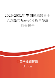 2025-2031年中國硬脂酸異十六烷酯市場研究分析與發展前景報告