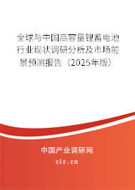 全球與中國高容量鋰蓄電池行業(yè)現(xiàn)狀調研分析及市場前景預測報告（2025年版）