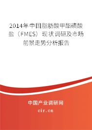 2014年中國脂肪酸甲酯磺酸鹽（FMES）現狀調研及市場前景走勢分析報告