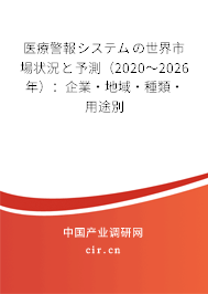 醫療警報システムの世界市場狀況と予測（2020～2026年）：企業·地域·種類·用途別