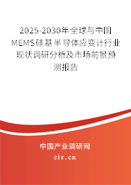 2025-2030年全球與中國MEMS硅基半導體應變計行業現狀調研分析及市場前景預測報告