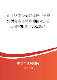 中國數字微波通信行業調查分析與數字微波通信龍頭企業研究報告（2013版）