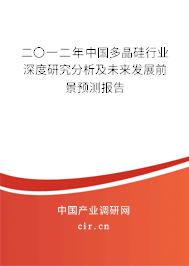 二〇一二年中國多晶硅行業(yè)深度研究分析及未來發(fā)展前景預(yù)測報告