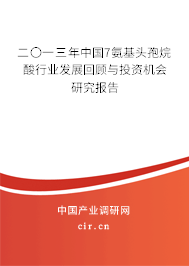 二〇一三年中國7氨基頭孢烷酸行業發展回顧與投資機會研究報告