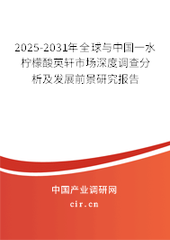 2024-2030年全球與中國一水檸檬酸英軒市場深度調查分析及發展前景研究報告