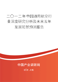 二〇一二年中國通用航空行業深度研究分析及未來五年發展前景預測報告