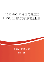 2025-2031年中國無變壓器UPS行業現狀與發展前景報告