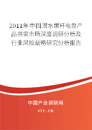 2011年中國潛水螺桿電泵產品供需市場深度調研分析及行業風投戰略研究分析報告