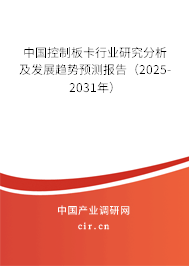 中國控制板卡行業研究分析及發展趨勢預測報告（2025-2031年）