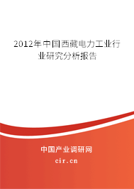 2012年中國西藏電力工業行業研究分析報告