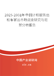 2025-2031年中國計程服務出租車客運市場調查研究與前景分析報告