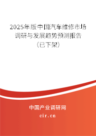 2025年版中國汽車維修市場調研與發展趨勢預測報告（已下架）