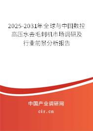 2025-2031年全球與中國數控高壓水去毛刺機市場調研及行業前景分析報告