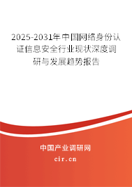 2025-2031年中國網絡身份認證信息安全行業現狀深度調研與發展趨勢報告
