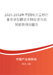 2025-2031年中國電力工程行業總承包模式市場現狀與前景趨勢預測報告