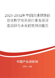 2025-2031年中國高速鐵路信息化數字化系統行業發展深度調研與未來趨勢預測報告