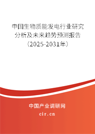 中國生物質能發電行業研究分析及未來趨勢預測報告（2025-2031年）