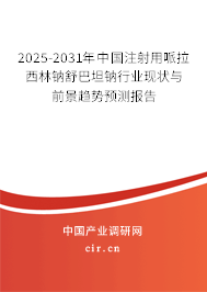 2025-2031年中國注射用哌拉西林鈉舒巴坦鈉行業(yè)現(xiàn)狀與前景趨勢預(yù)測報告