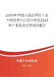 2009年中國火鍋品牌前十名市場競爭力比較分析及2014年產業發展前景預測報告