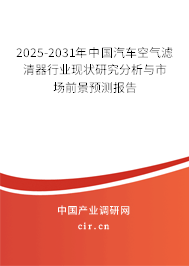 2025-2031年中國汽車空氣濾清器行業現狀研究分析與市場前景預測報告