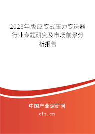 2023年版應變式壓力變送器行業專題研究及市場前景分析報告