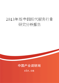 2013年版中國現代服務行業研究分析報告