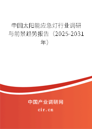 中國太陽能應急燈行業調研與前景趨勢報告（2025-2031年）