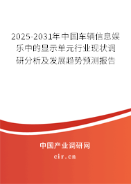 2025-2031年中國車輛信息娛樂中的顯示單元行業現狀調研分析及發展趨勢預測報告