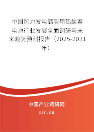 中國風力發電儲能用鉛酸蓄電池行業發展全面調研與未來趨勢預測報告（2025-2031年）