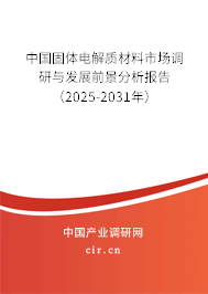 中國固體電解質材料市場調研與發展前景分析報告（2024-2030年）