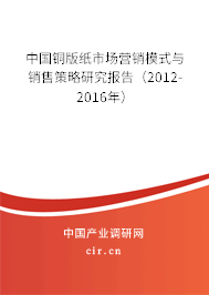 中國銅版紙市場營銷模式與銷售策略研究報告（2012-2016年）