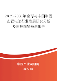 2025-2031年全球與中國半固態(tài)鋰電池行業(yè)發(fā)展研究分析及市場前景預(yù)測報(bào)告