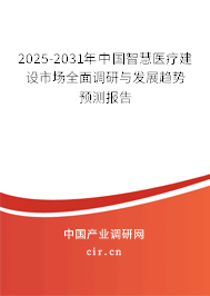 2025-2031年中國智慧醫療建設市場全面調研與發展趨勢預測報告