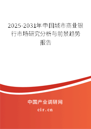 2025-2031年中國城市商業銀行市場研究分析與前景趨勢報告