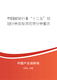 中國服裝行業“十二五”規劃分析及投資前景分析報告