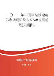 二〇一二年中國磷酸鐵鋰電芯市場調研及未來5年發展前景預測報告
