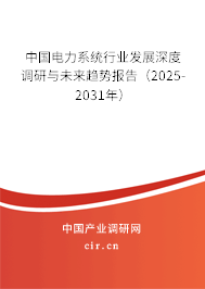 中國電力系統行業發展深度調研與未來趨勢報告（2025-2031年）