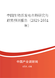 中國生物質發電市場研究與趨勢預測報告（2025-2031年）