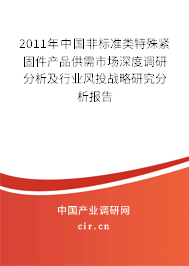 2011年中國非標準類特殊緊固件產品供需市場深度調研分析及行業風投戰略研究分析報告