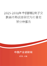 2025-2031年中國陰陽離子交換器市場調查研究與行業前景分析報告