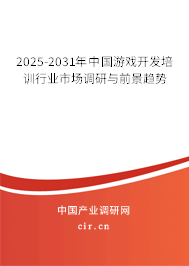 2025-2031年中國游戲開發培訓行業市場調研與前景趨勢